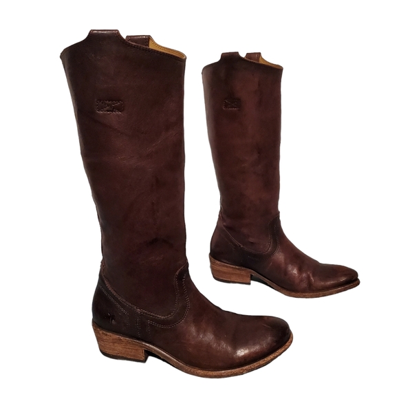 Frye Shoes - Frye 4001 Brown Leather Tall Riding Boots Women's Size 6B